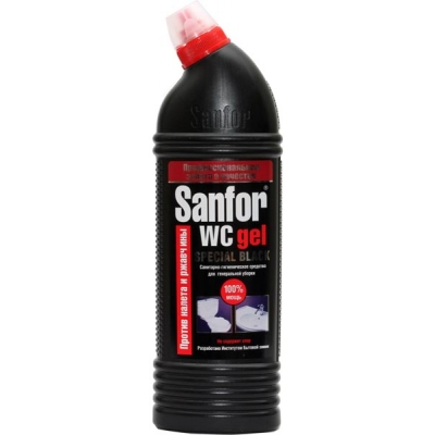 Чистящее средство SANFOR WC гель санитарно - гигиенический special black 1 л.(10)