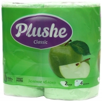 Бумага туалетная PLUSHE CLASSIC двухслойная зеленое яблоко 4 шт.(12)