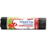 Мешки для мусора "АВИКОМП" эконом черные с завязками рулон 35 литров 15 шт.(30) Мешки для мусора "АВИКОМП" эконом черные с завязками рулон 35 литров 15 шт.(30)