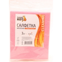 Салфетка "РЫЖИЙ КОТ"для уборки вискозная 30*30 см. 3 шт.(100)