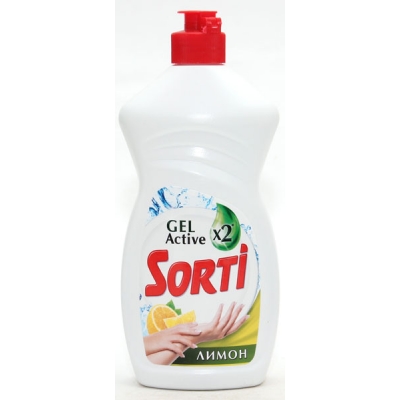 Моющее средство для посуды "SORTI" gel active лимон 450 гр./скидки не действуют/(20)