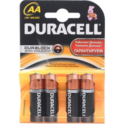 Элемент питания "DURACELL" BASIC АА LR06 1.5 V пальчиковые 4 шт.(20)