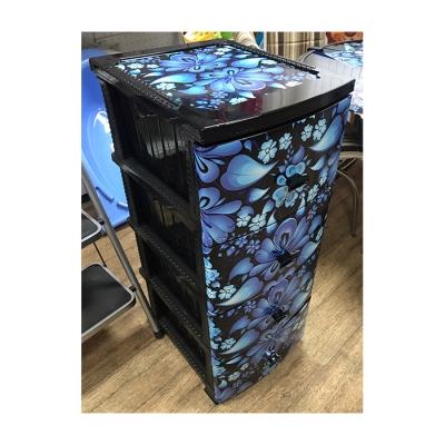 Комод ДЕКОР 4 ярус ГЖЕЛЬ черный (моно рис.) В95*Ш38*Г47