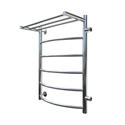 Полотенцесушитель ZOX ЛЦ 80х50х50 1'' ПОЛКА 6 перек ДУГА правое бок подк (креп,без монт комп)ПОЛИМЕР