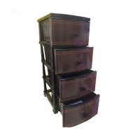 Комод ДЕКОР 4 ярус Кожа черный В95*Ш38*Г47