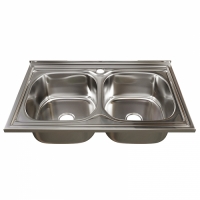 Мойка 50х80 (0,6) 2-х чаш вып 3 1/2 MIXLINE 18см с сифоном