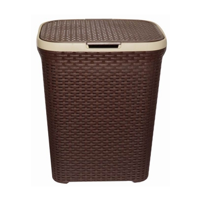 Корзина д/белья с крышкой 60л РОТАНГ коричневая