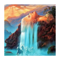 Штора для ванной Фотопринт 180*180 Девушка-водопад YQL-DX-007 без колец