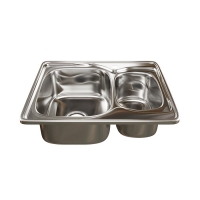 Мойка врез 50х63 (0,8) 2-х чаш вып 3 1/2 MIXLINE 18см с сифоном