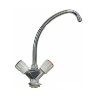 Смеситель для кухни 1/2 рез Казань КС-55 55112 длинный излив бел пласт мах, лат гайка, без подводки