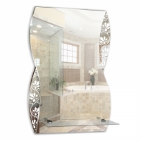 Зеркало MIXLINE "Аква" 395*600 (ШВ) с полкой/пескоструйный рисунок