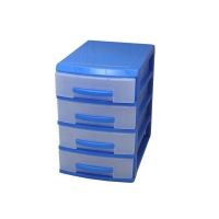 Мини-комод 4 ярус темно-голубой/прозрачный В25*Ш18*Г25