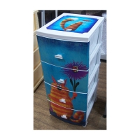 Комод ДЕКОР 4 ярус КОТ белый В95*Ш38*Г47