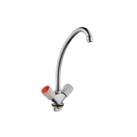 Смеситель для кухни 1/2 кер Казань КС-55 55012 бел пласт маховики, лат гайка, без подводки