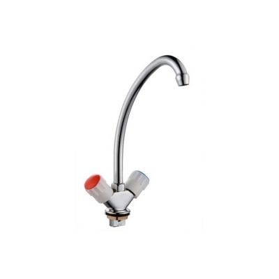 Смеситель для кухни 1/2 кер Казань КС-55 55012 бел пласт маховики, лат гайка, без подводки