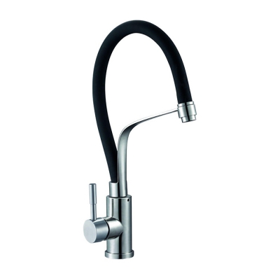 Смеситель для кухни 35к Glauf ZAP4-D090 НЕРЖ гибкий излив, бок. ручка, п/гайку