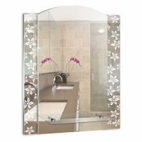 Зеркало MIXLINE "Весна" 510*585 (ШВ) с полкой/пескоструйный рисунок