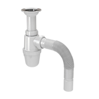 Сифон для кухни с удлин. выпуском 1 1/2"*40 с гофрой 40*40/50 B0515 Акватер