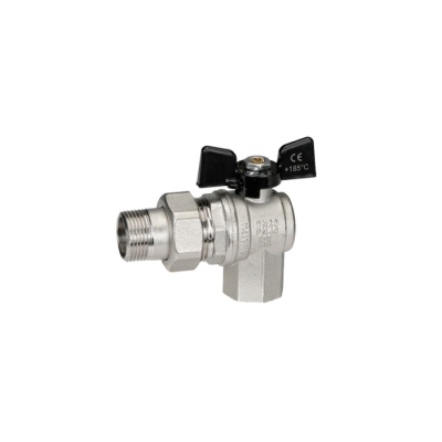 Кран шаровой со сгоном угловой 1/2'' бабочка BUGATTI серия OREGON 594 (Италия)