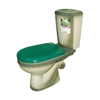 Унитаз-компакт "Комфорт" зеленый (косой, нижн, сид, 2-кн арм) (Rosa)