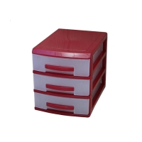 Мини-комод 3 ярус красный перламутр/прозрачный В20*Ш18*Г25