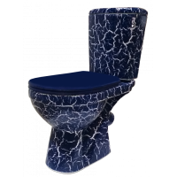 Унитаз-компакт "Комфорт" синий кракелюр (косой, нижн, сид, 2-кн арм) (Rosa)