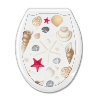 Сиденье для унитаза "Универсал Декор" Ракушки на белом Европласт