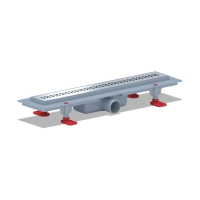Трап линейный пласт. СУХОЙ 450*62 вып.40мм, стальн. нерж решетка глянец "Риф" АНИ пласт TLQ1245G