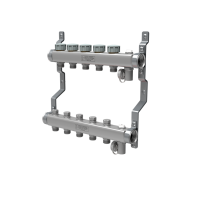 Коллектор нерж. в сборе универсальный 1" ВР-3/4" НР, 12 выходов Коллектор нерж. в сборе универсальный 1" ВР-3/4" НР, 12 выходов