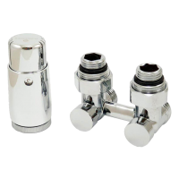 Комплект узла нижнего подкл угловой STANDARD 3/4" (хром) с термоголовкой М30х1,5, ниппеля 1/2"Х3/4"