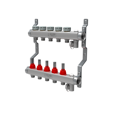 Коллектор нерж. в сборе с расходомерами 1" ВР-3/4" НР, 5 выходов
