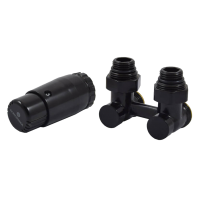 Комплект узла нижнего подкл угловой STANDARD 3/4" (Ral 9005) с термогол. М30х1,5, ниппеля 1/2"Х3/4"