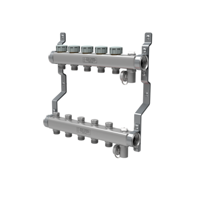 Коллектор нерж. в сборе универсальный 1" ВР-3/4" НР, 10 выходов