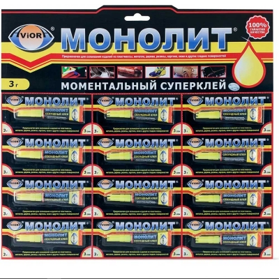 Клей Монолит Гель 3г 403-202 (цена за лист 12шт) x24