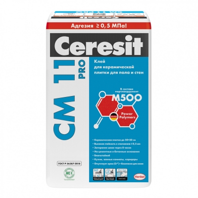 Клей для плитки Ceresit СМ11 PRO (25кг) (для вн. и нар. работ,водо и морозостойкий)