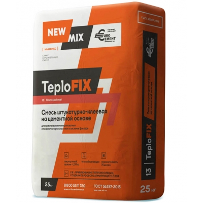 Штукатурно-клеевая смесь на цем.основе TeploFIX NEW-MIX 25кг