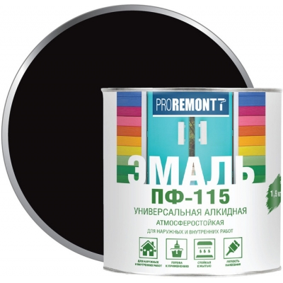 Эмаль ПФ-115 PROREMONTT черный 0,9кг Эмаль ПФ-115 PROREMONTT черный 0,9кг