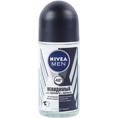 Дезодорант ролик антипреспирант NIVEA MEN невидимая защита д/чёрного и белого 50мл
