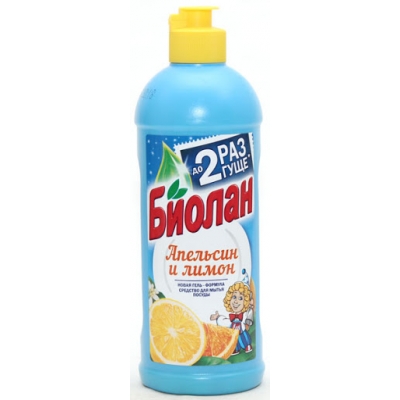 Моющее средство для посудыБИОЛАН апельсин-лимон 450гр