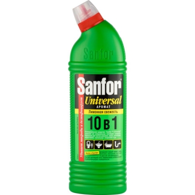 Чистящее средство SANFOR UNIVERSAL санитарно-гигиеническое свежесть лимона 750мл Чистящее средство SANFOR UNIVERSAL санитарно-гигиеническое свежесть лимона 750мл